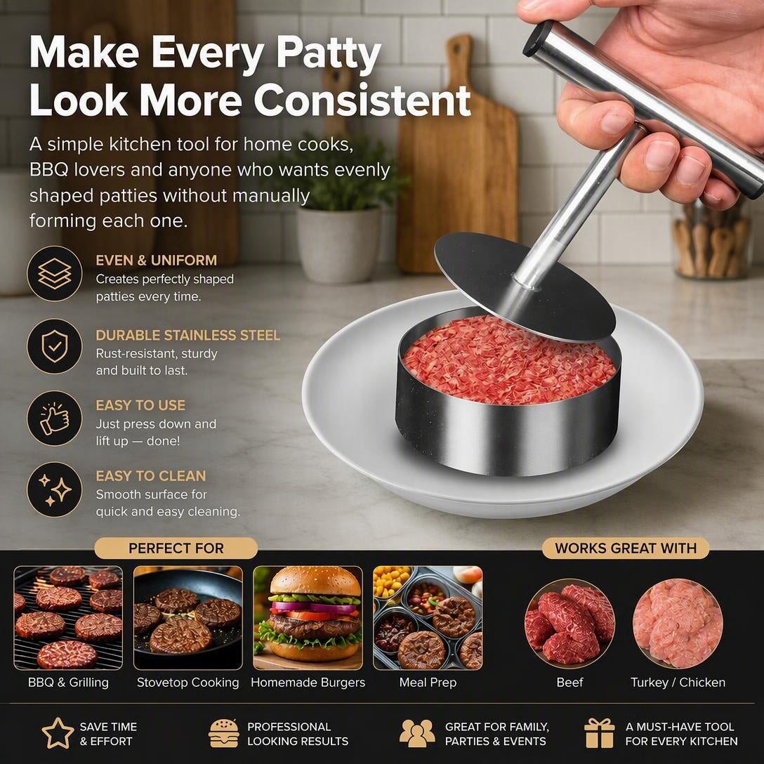 304 Stainless Steel Burger Press