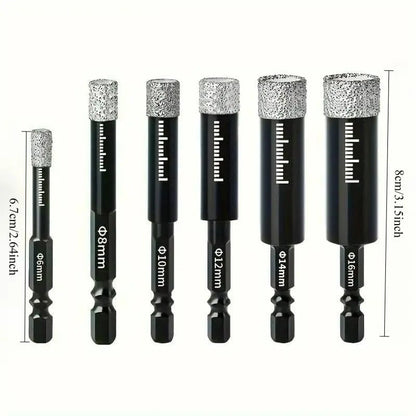 Heavy-Duty Diamond Drill Bit Kit (6 Pcs) - Fast & Precise Hole Saw for Ceramic, Tile & Stone 💎🔥