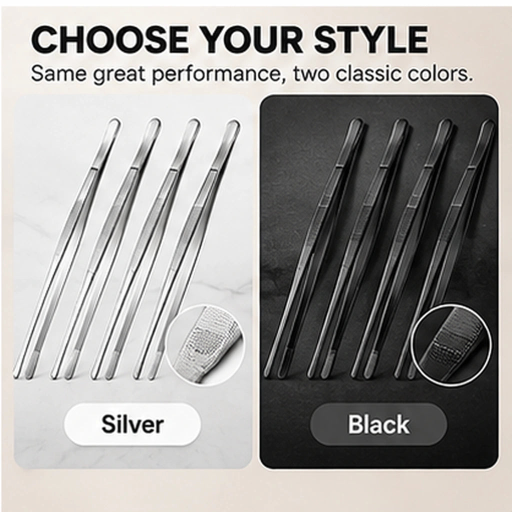 4-Piece Stainless Steel Precision Cooking Tweezers