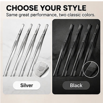 4-Piece Stainless Steel Precision Cooking Tweezers