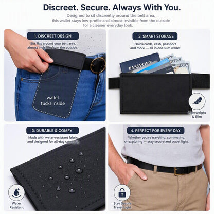 Hidden Under-Clothing Travel Wallet, Breathable Lightweight Pouch for Cards