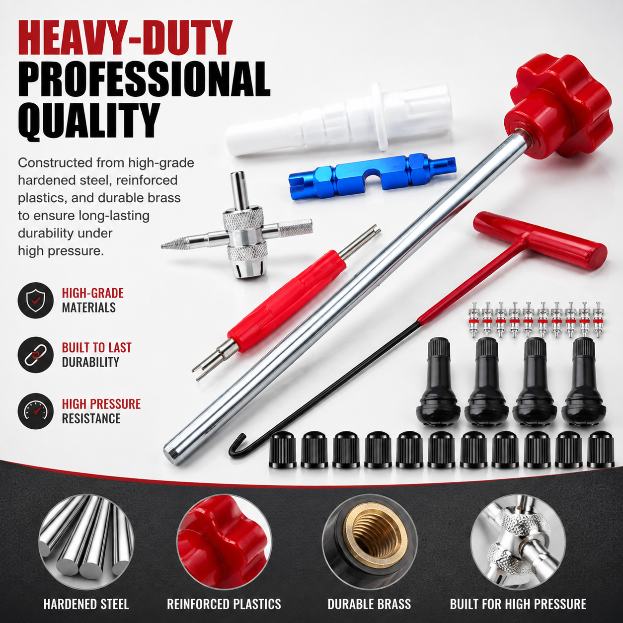 🔧30-piece quick tire valve removal and replacement tool kit