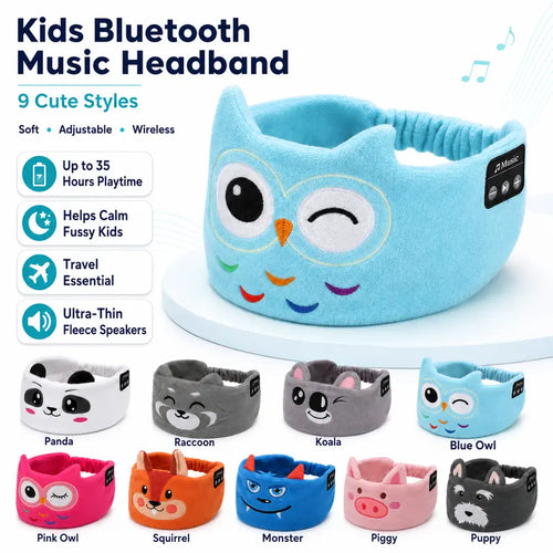 Kids Plush Fleece Wireless Music Headband with Ultra-Thin Speakers