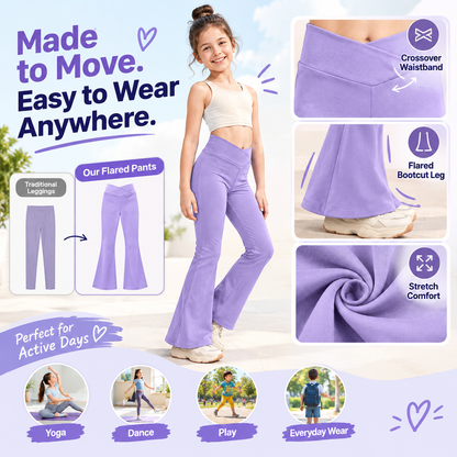Girl's Leggings Cross High Waisted Flare Pants Yoga Bootcut Pants