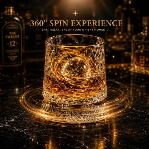 Diamond-Patterned Whisky Glass - Crystal Glass Rotating Cup