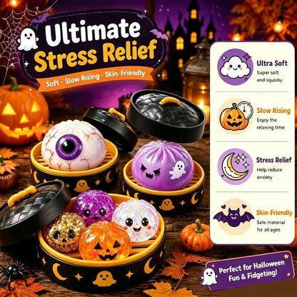 Halloween Ghost Dumpling Glitter Squeeze Toy