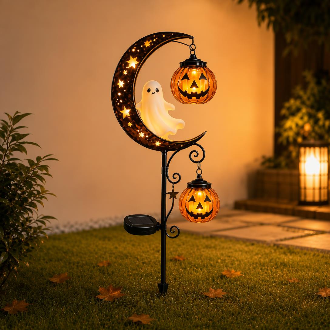🌙🎃Halloween Black Cat Pumpkin Moon Ground Lamp