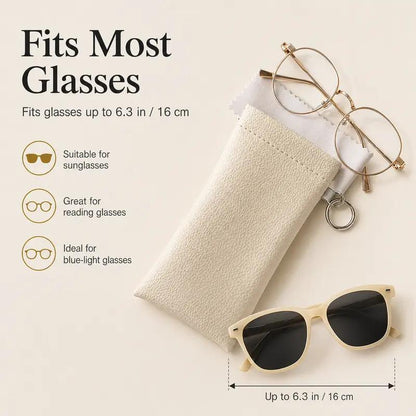 Buy three get one free🎒 PU Leather Eyeglass Pouch with Key Ring - Spring-Open Portable Glasses Case ✨