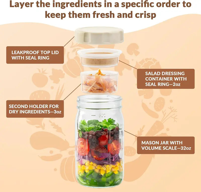 🥗Leak-proof salad lunch jar - with built-in divider