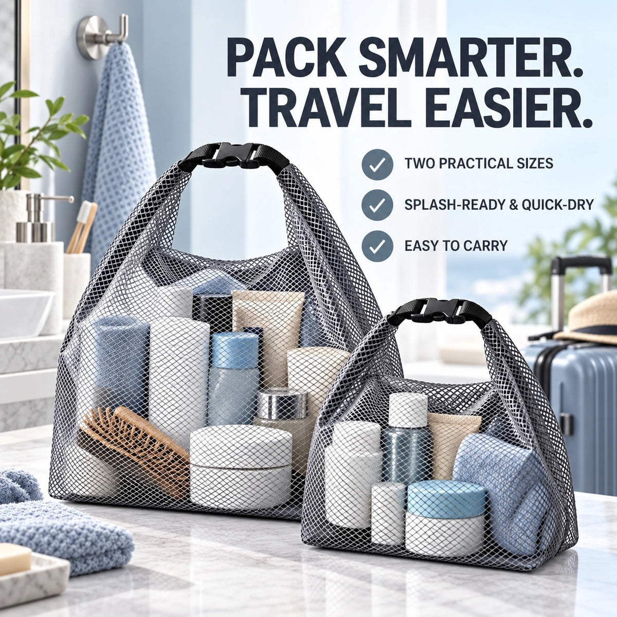 🧴Water-Resistant Travel Toiletry Caddy Set – Large & Small