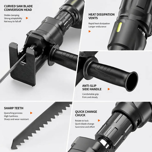 Drill-to-Reciprocating Saw Attachment