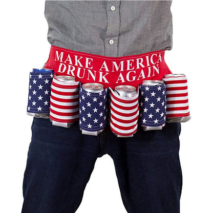 🍺 Patriotic Funny Beer Belt, Adjustable Beverage Holder