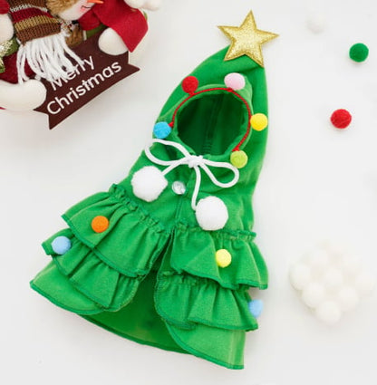 🎄Christmas Tree Pet Cloak Costume | Cute Hooded Dog & Cat Holiday Cape🐶