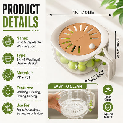 3-Pack Fruit & Vegetable Washing Bowl Set | Wash, Drain & Store 🥗✨