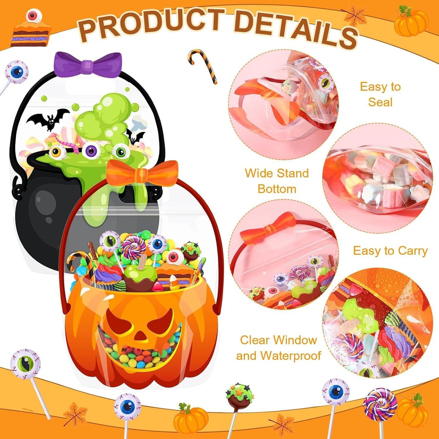 🎃 Halloween Goodie Bags with Handles | Clear Candy & Treat Bags 👻🍬