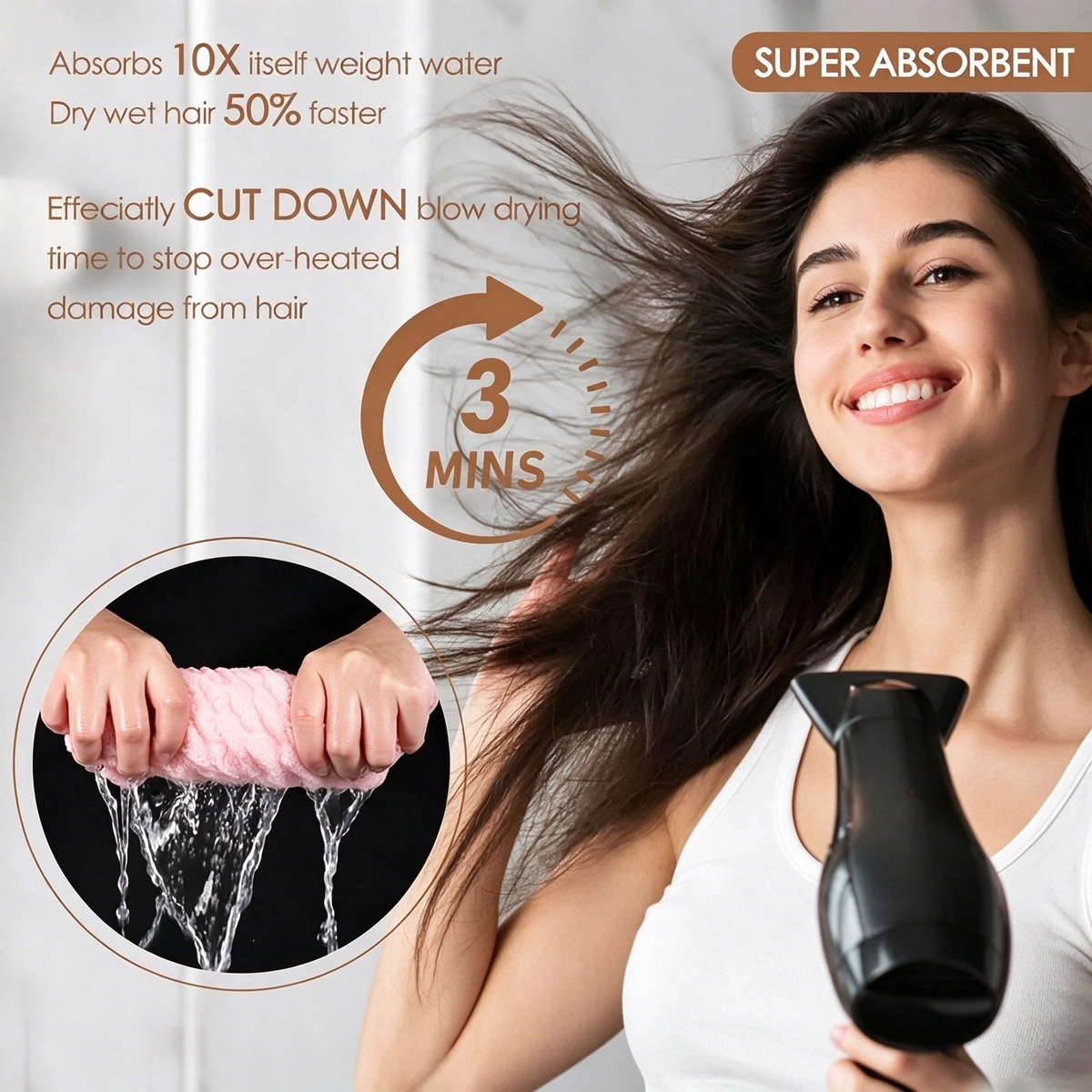 💧 Extra-Thick Microfiber Hair Drying Towel – Super Absorbent Quick-Dry Hair Wrap
