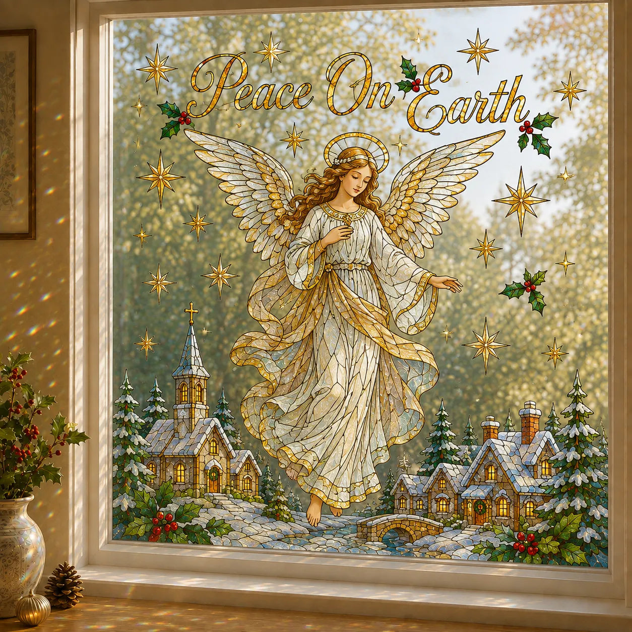 🪟Magical Christmas Scenic Window Clings – Double-Sided Reusable Holiday Glass Stickers