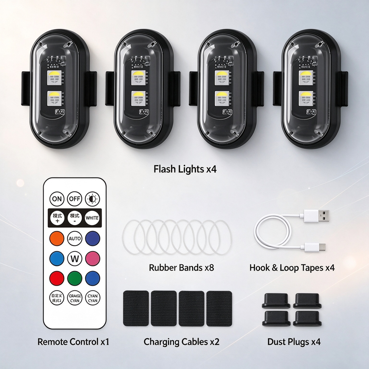 Multifunctional RGB LED Wireless Remote-Controlled Flashing Warning Light