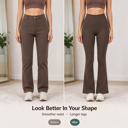 High-Waisted Shaping Bootcut Leggings with Pockets