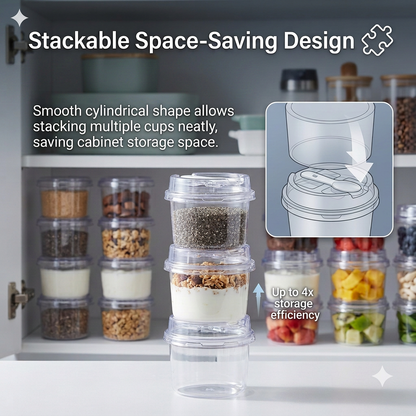 🧩10-piece set Round transparent plastic lid packaging box with spoon