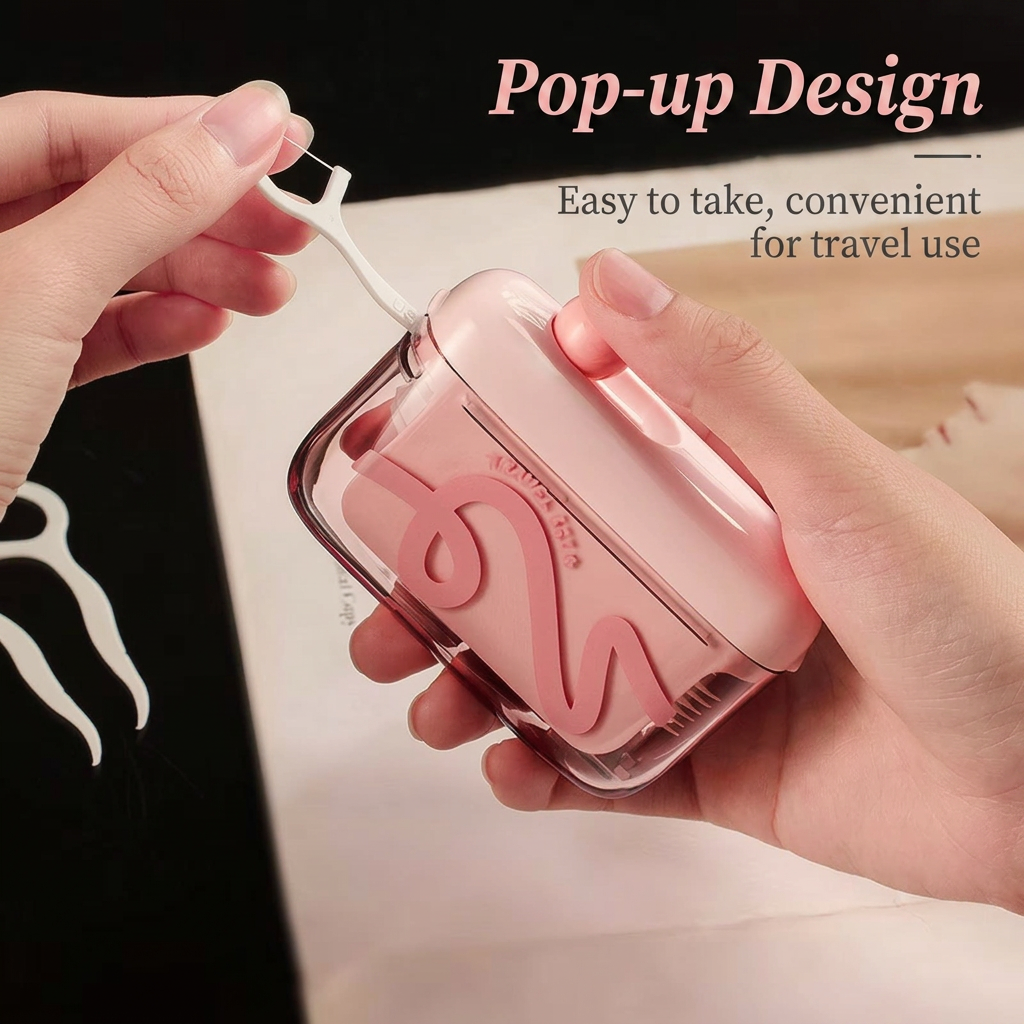 🌟Travel-sized storage case - features an automatic pop-up dispenser