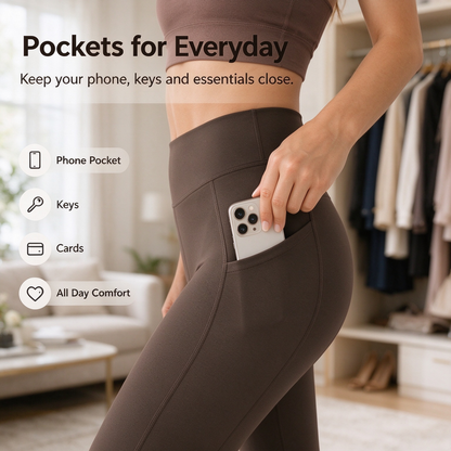 High-Waisted Shaping Bootcut Leggings with Pockets