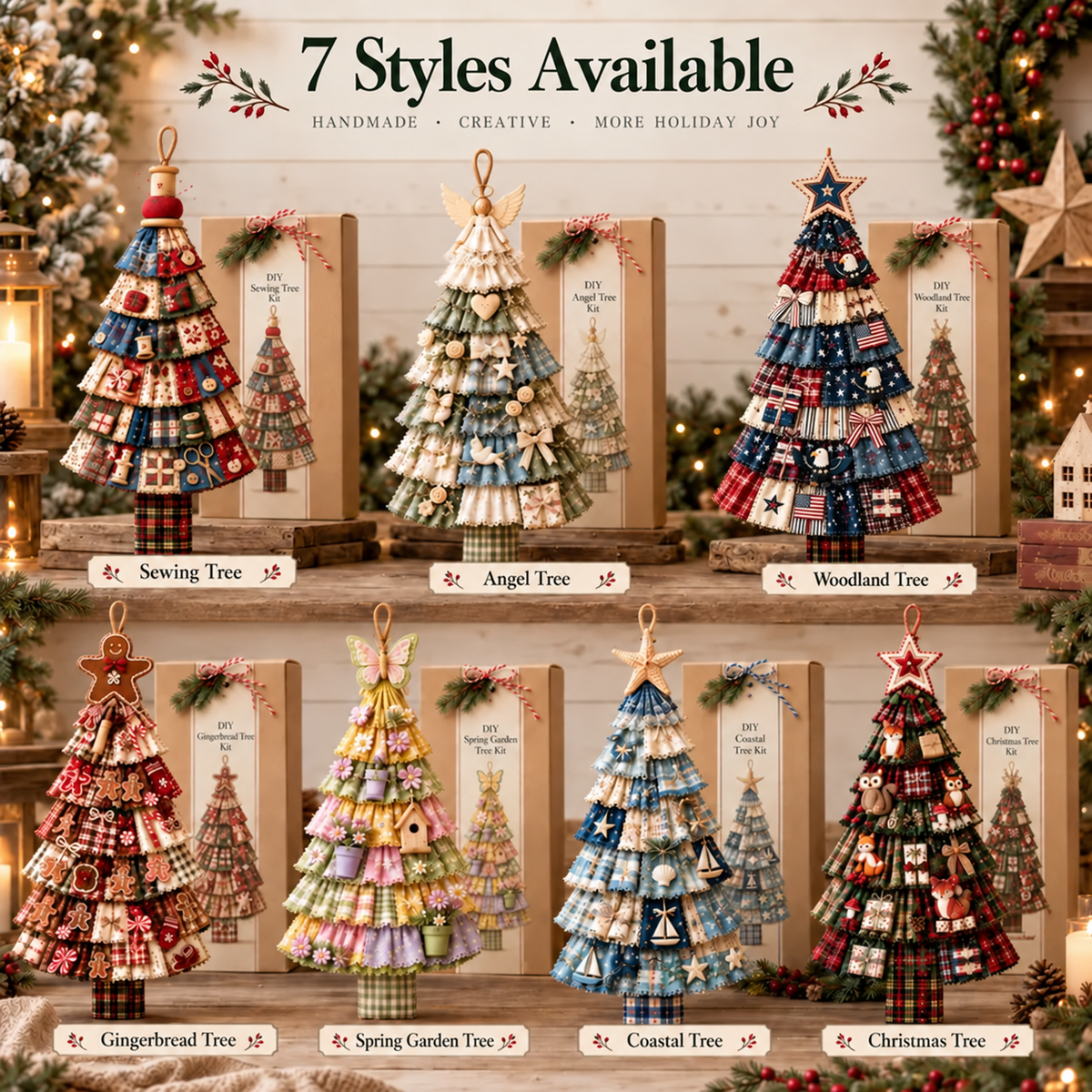 🧶🎄DIY Christmas Tree Door Hanging Set - Suitable for front doors, walls, porches, and home Christmas decorations