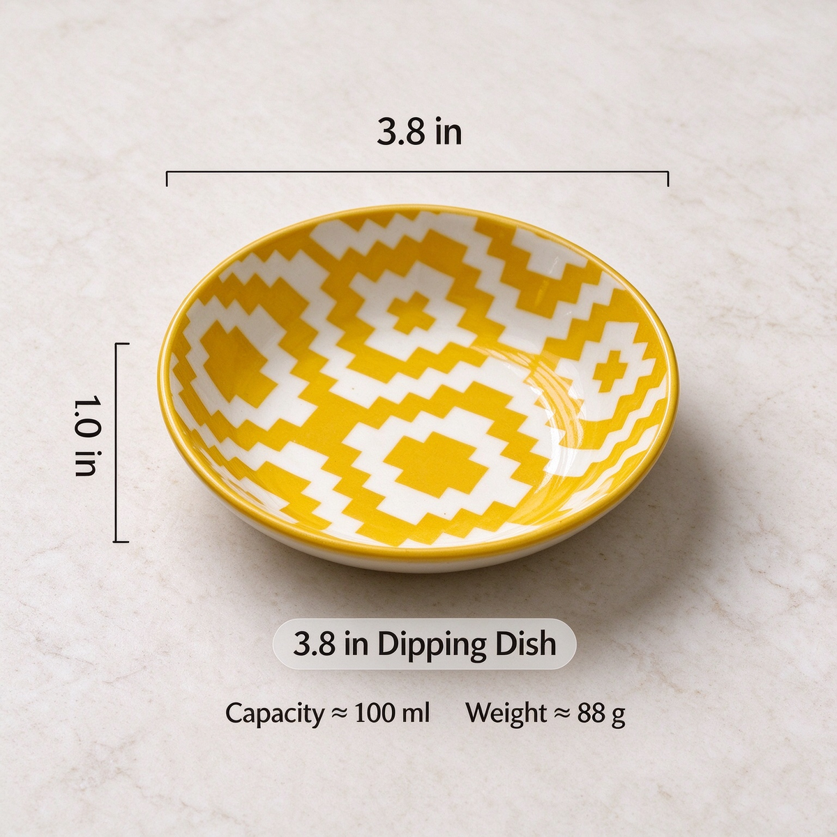 🍽️Round ceramic sauce bowl with colorful geometric patterns