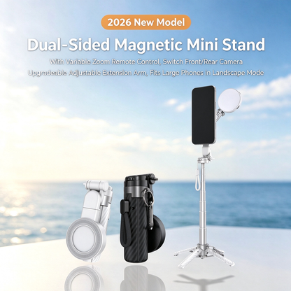 🧲Upgraded magnetic selfie stick – with 360° rotating and adjustable magnetic tripod