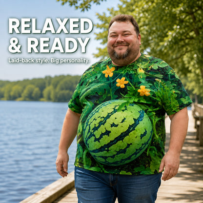 🍉Fun 3D Printed Watermelon Belly T-Shirt – Novel Summer Pattern T-Shirt
