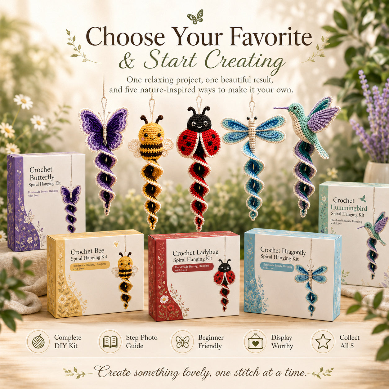 🌿 All-in-One Crochet Animal Hanging Kit | Relaxing & Easy DIY Craft for Beginners 🧶