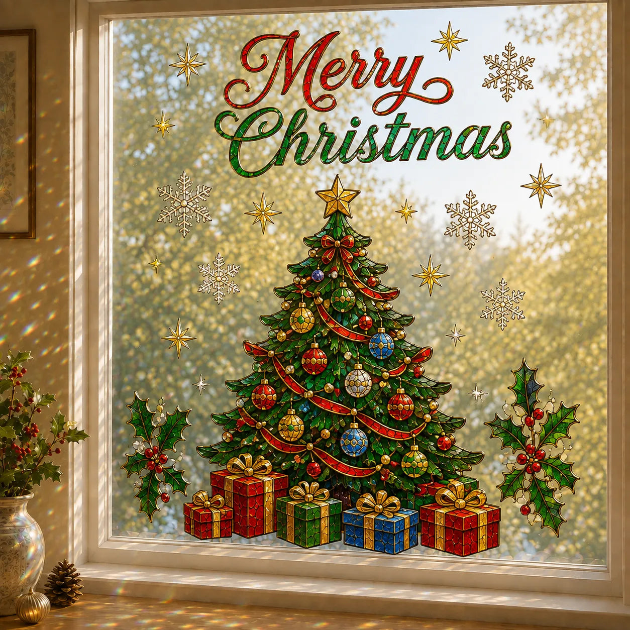 🪟Magical Christmas Scenic Window Clings – Double-Sided Reusable Holiday Glass Stickers