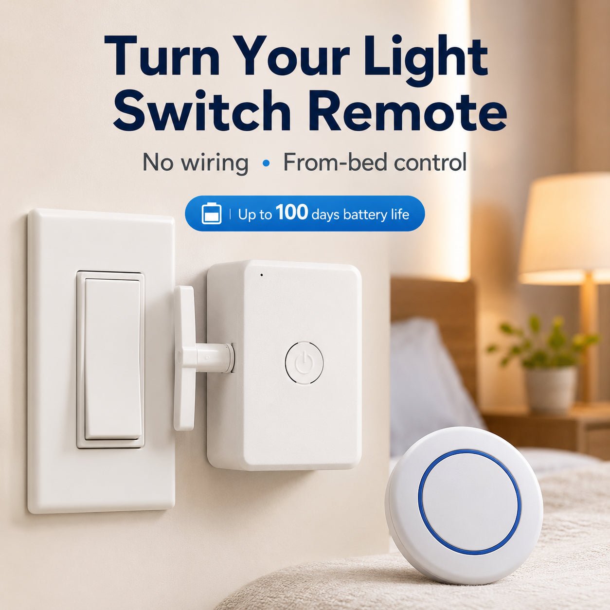 🔥 No-Wiring Wireless Light Switch Pusher | Control Lights From Your Bed 💡