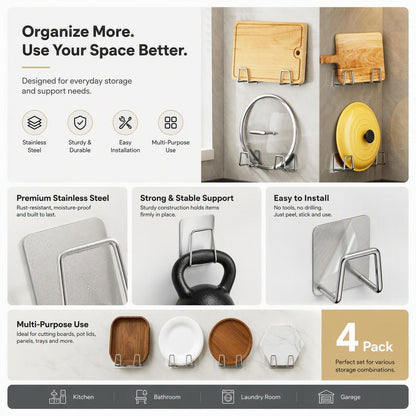 Stainless Steel Kitchen Storage Rack (4Pcs)
