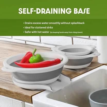 🥗 3-Piece Collapsible Colander Set – Self-Draining & Space-Saving Kitchen Strainers ✨