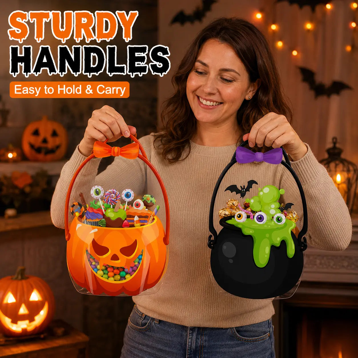 🎃 Halloween Goodie Bags with Handles | Clear Candy & Treat Bags 👻🍬