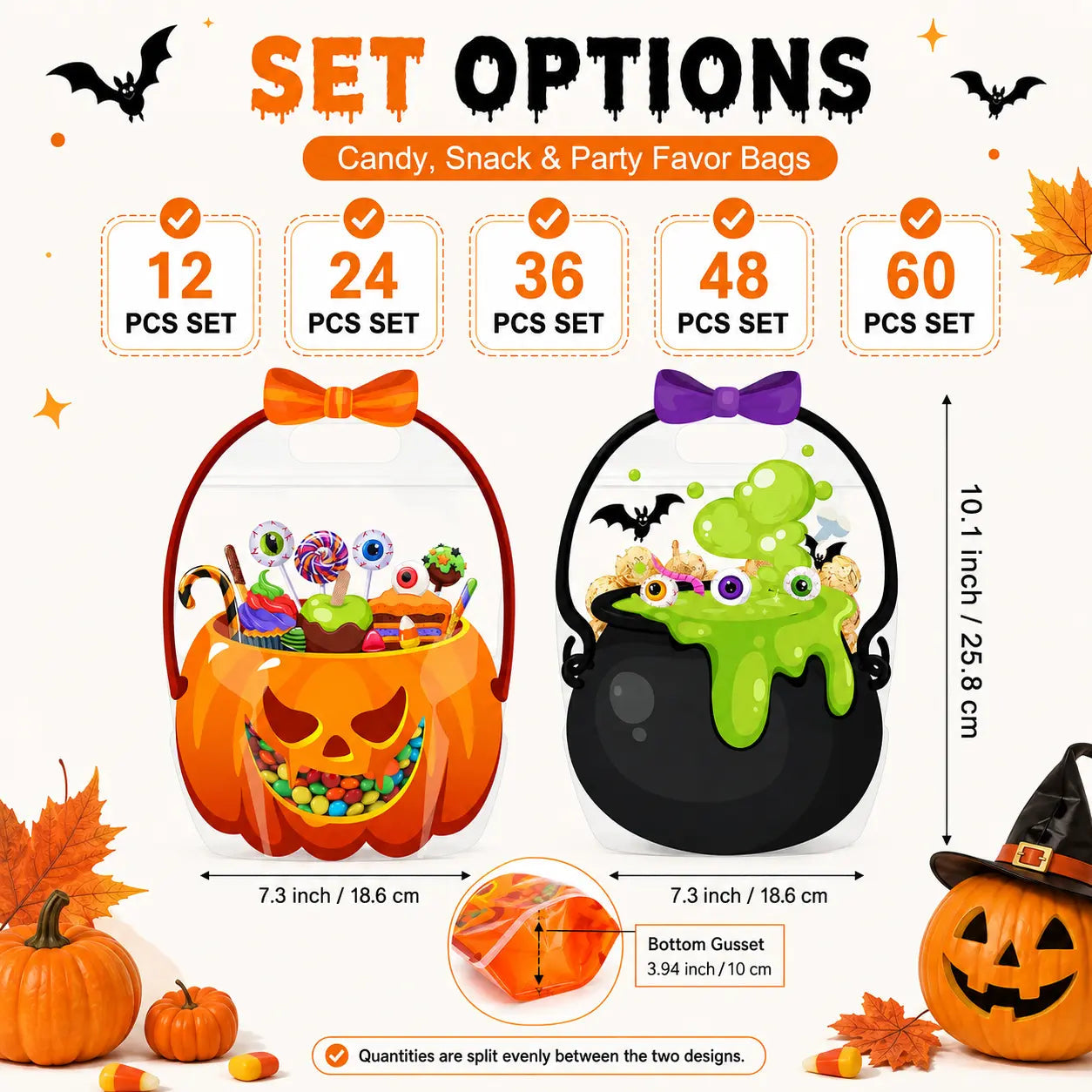🎃 Halloween Goodie Bags with Handles | Clear Candy & Treat Bags 👻🍬