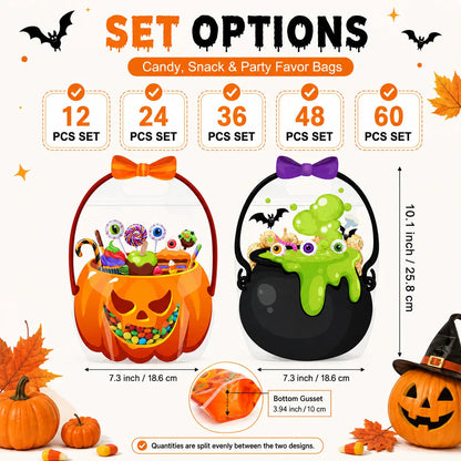 🎃 Halloween Goodie Bags with Handles | Clear Candy & Treat Bags 👻🍬