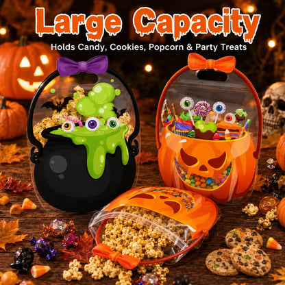 🎃 Halloween Goodie Bags with Handles | Clear Candy & Treat Bags 👻🍬