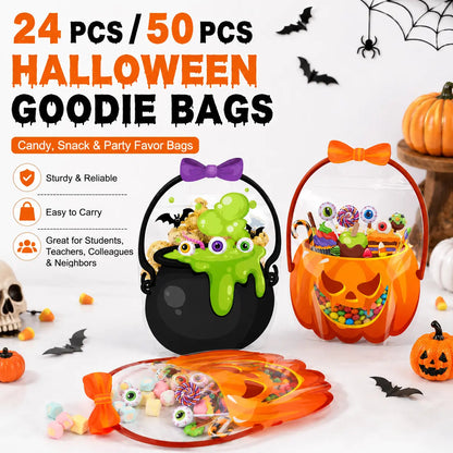 🎃 Halloween Goodie Bags with Handles | Clear Candy & Treat Bags 👻🍬