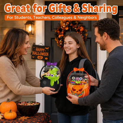 🎃 Halloween Goodie Bags with Handles | Clear Candy & Treat Bags 👻🍬