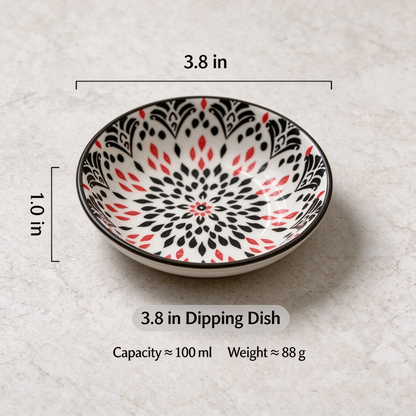 🍽️Round ceramic sauce bowl with colorful geometric patterns