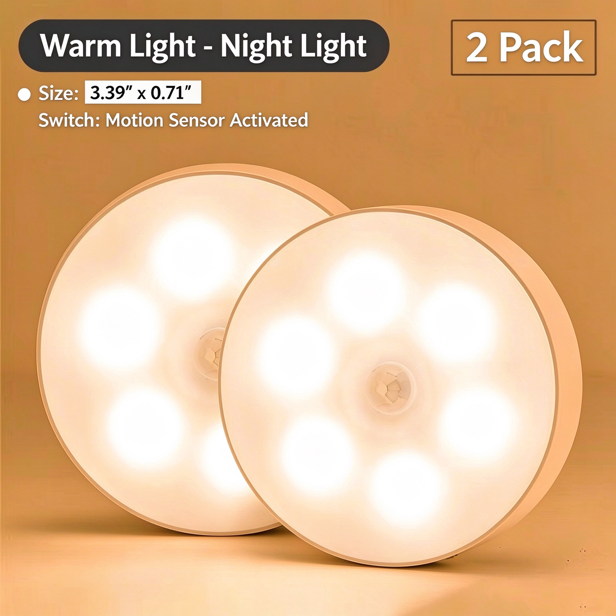 Indoor Motion Sensor Night Light 2Pcs