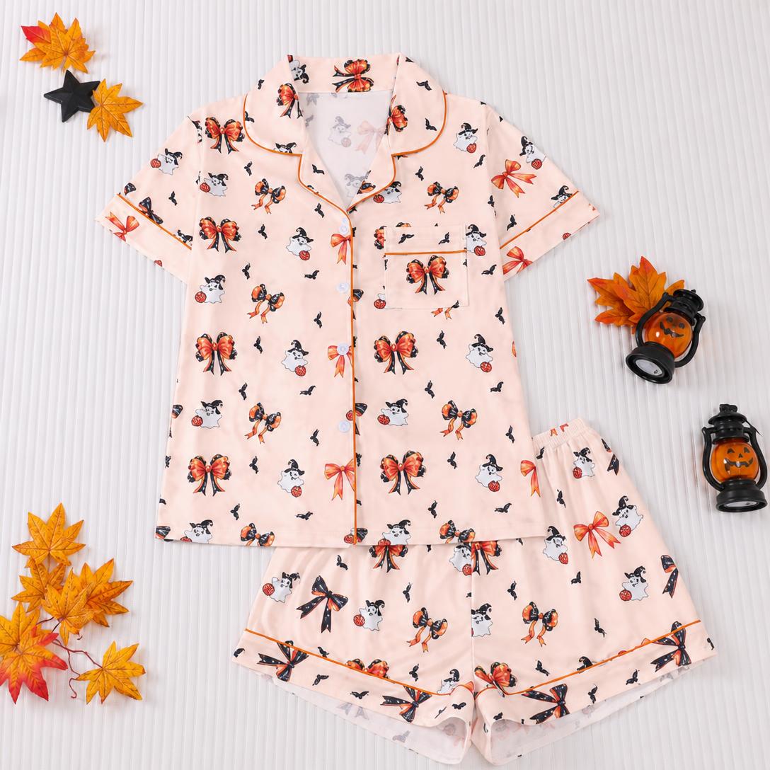 Light Pink Bow Ghost Pajamas