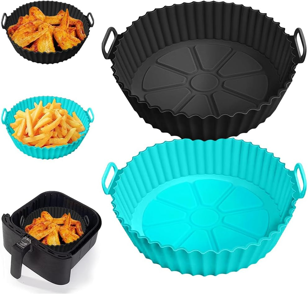 🍟 No More Scrubbing Your Air Fryer! 6-Piece Non-Stick Reusable Silicone Liners Set 🧽✨