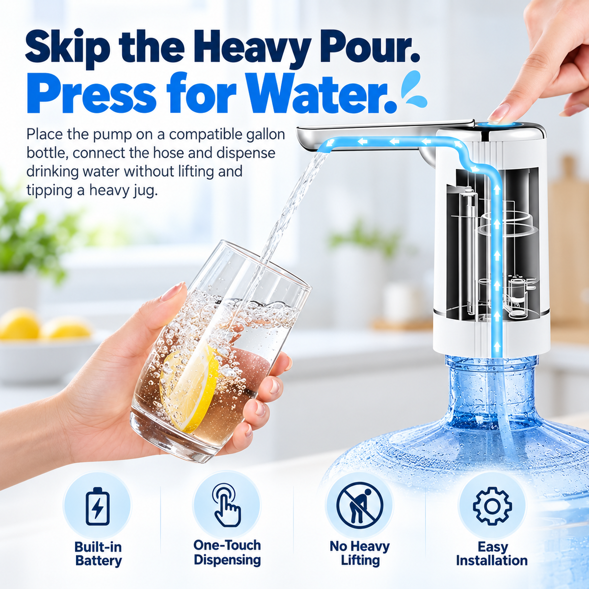 Automatic Foldable Water Bottle Pump