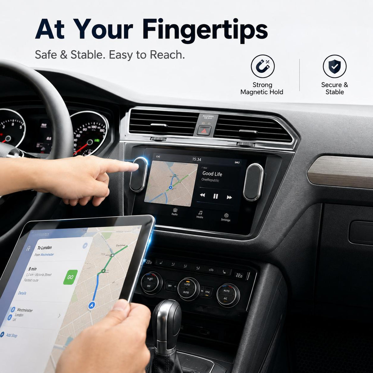 📱Car Magnetic Phone Holder - 360° Adjustable, with Included Metal Plate
