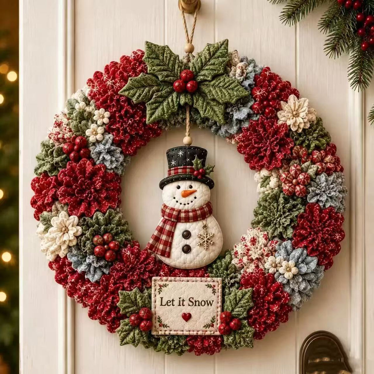 3D Fabric Stamped Wreath DIY Set, Adult Christmas Wreath Craft Set