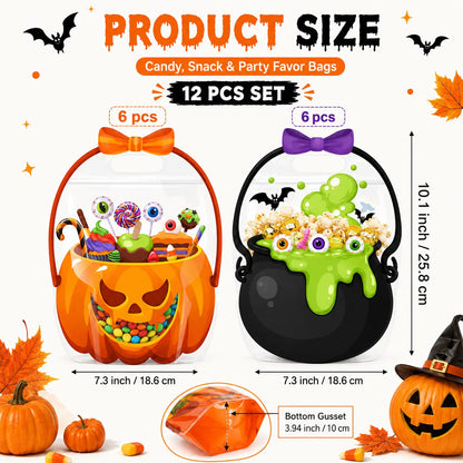 🎃 Halloween Goodie Bags with Handles | Clear Candy & Treat Bags 👻🍬