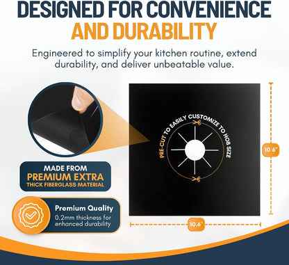 4-Pack Reusable Gas Stove Burner Liners | Non-Stick & Heat-Resistant Protectors 🍳✨